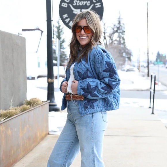 NWT Free People Quinn Quilted Jacket Denim Chambray - Picture 2 of 8